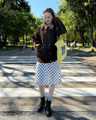 Polka Dot Frill Midi Skirt