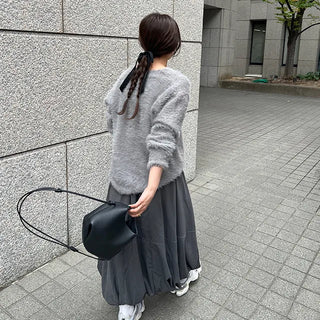 Balloon Fit Suede Long Skirt