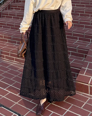 Polka Dot Frill Long Skirt