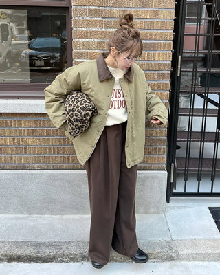 Oversized color-accented blouson