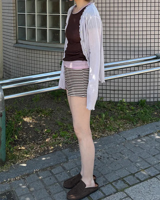 Striped knit shorts