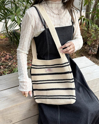 Striped knit bag