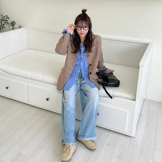 Button-up check jacket