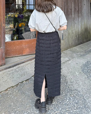 Wave frill long skirt