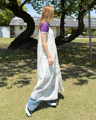 Camisole button lace maxi dress