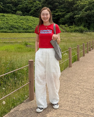Flower Punching Wide Easy Pants