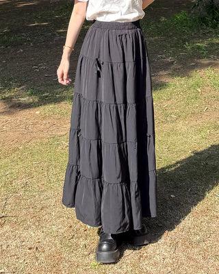 Ribbon detail can-can long skirt
