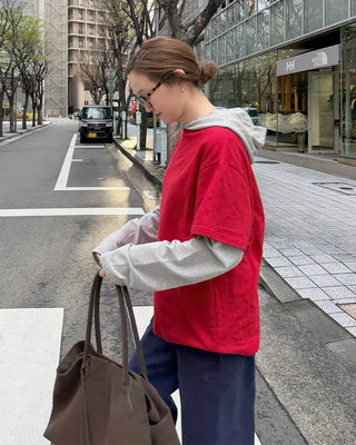 Layered Hooded Long T-Shirt