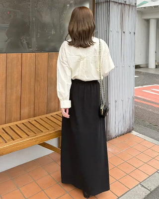 Lace tie set V-neck cotton blouse
