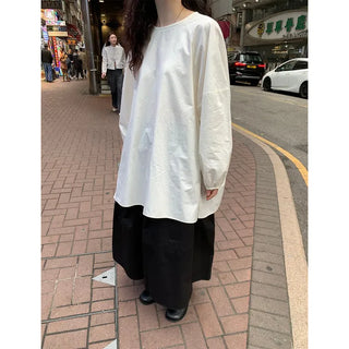 Cotton A-line shirred long skirt
