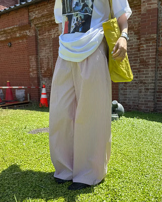 Belt loop striped easy pants