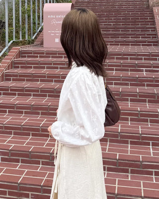 Flower pattern sheer blouse