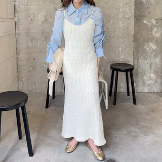 Cable knit long dress