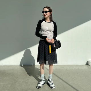 Checked midi skirt