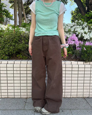 Wide bootcut cotton pants
