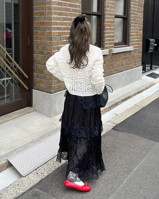 Floral Vintage Crochet Collar Cardigan