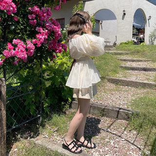 Off-shoulder chiffon blouse dress
