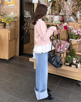Wide bootcut denim pants