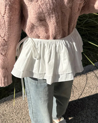 Frilled layered wrap skirt