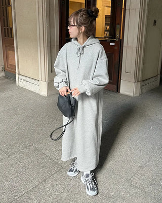 Brushed Hooded Long Dress