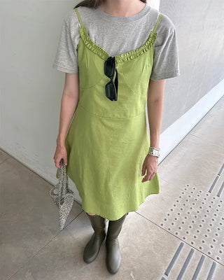 Frill bustier midi dress