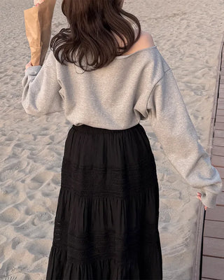 Simple off-shoulder sweatshirt