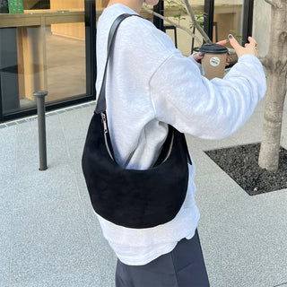 Suede Round Shoulder Bag