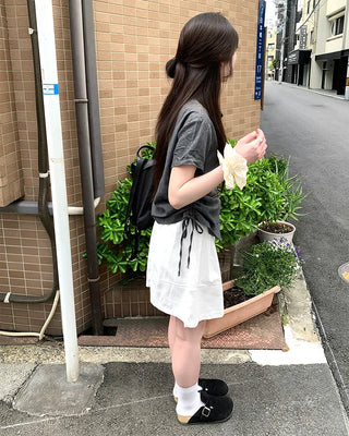 Denim Shirred Short-Sleeve Shirt