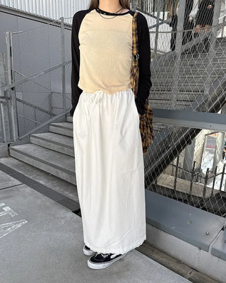 White lace point long skirt