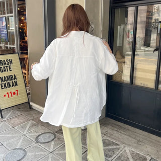 Back button sheer shirt