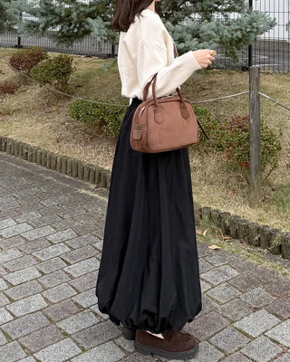 Balloon long elastic waist skirt