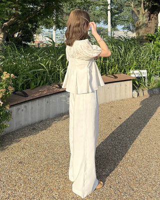 Pintuck bustier and slacks set