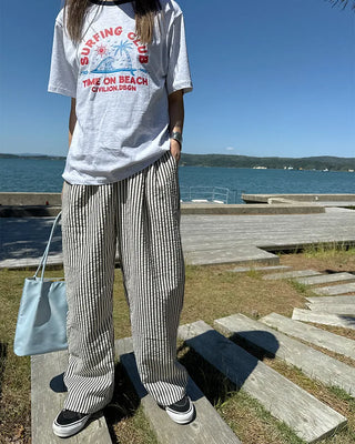 Simple striped banding pants