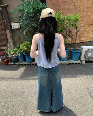 Two-tone striped gathered camisole