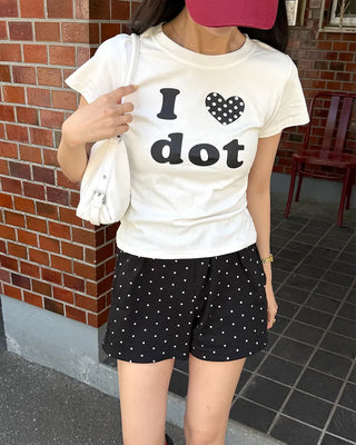 Polka Dot Elastic Waist Shorts