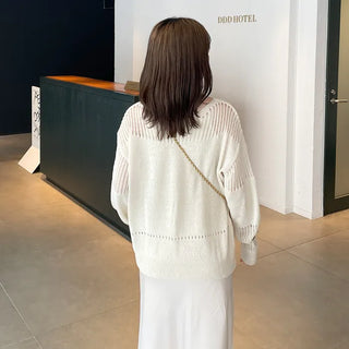 Boat neck sheer knit