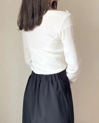 Drape off-shoulder knit
