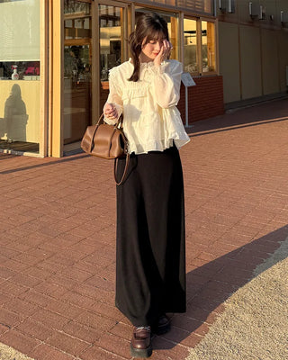 Ribbed maxi long skirt