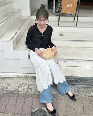 Frilled Crop Point Thermal Cardigan