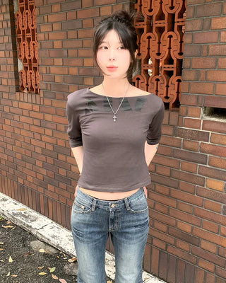 Neck print slim fit T-shirt