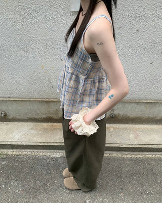 Pastel check camisole blouse