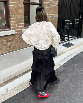 Shatin Gathered Lace Cancan Long Skirt
