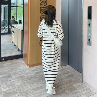 Striped knit long dress