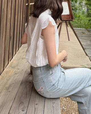 Wave Lace Sleeveless Shirt