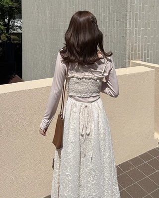 Lace strap detail camisole long dress