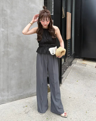 Side Ribbon Shirring Gathered Blouse