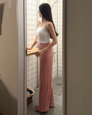 Striped String Point Elastic Waist Pants