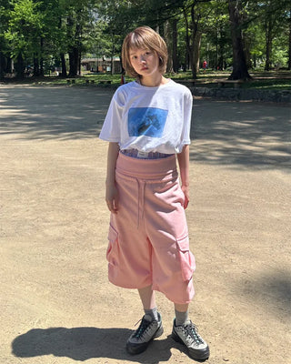 Wide-waist pocket Bermuda shorts