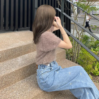 Round neck boa knit