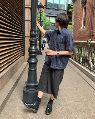 Checked short-sleeved shirt